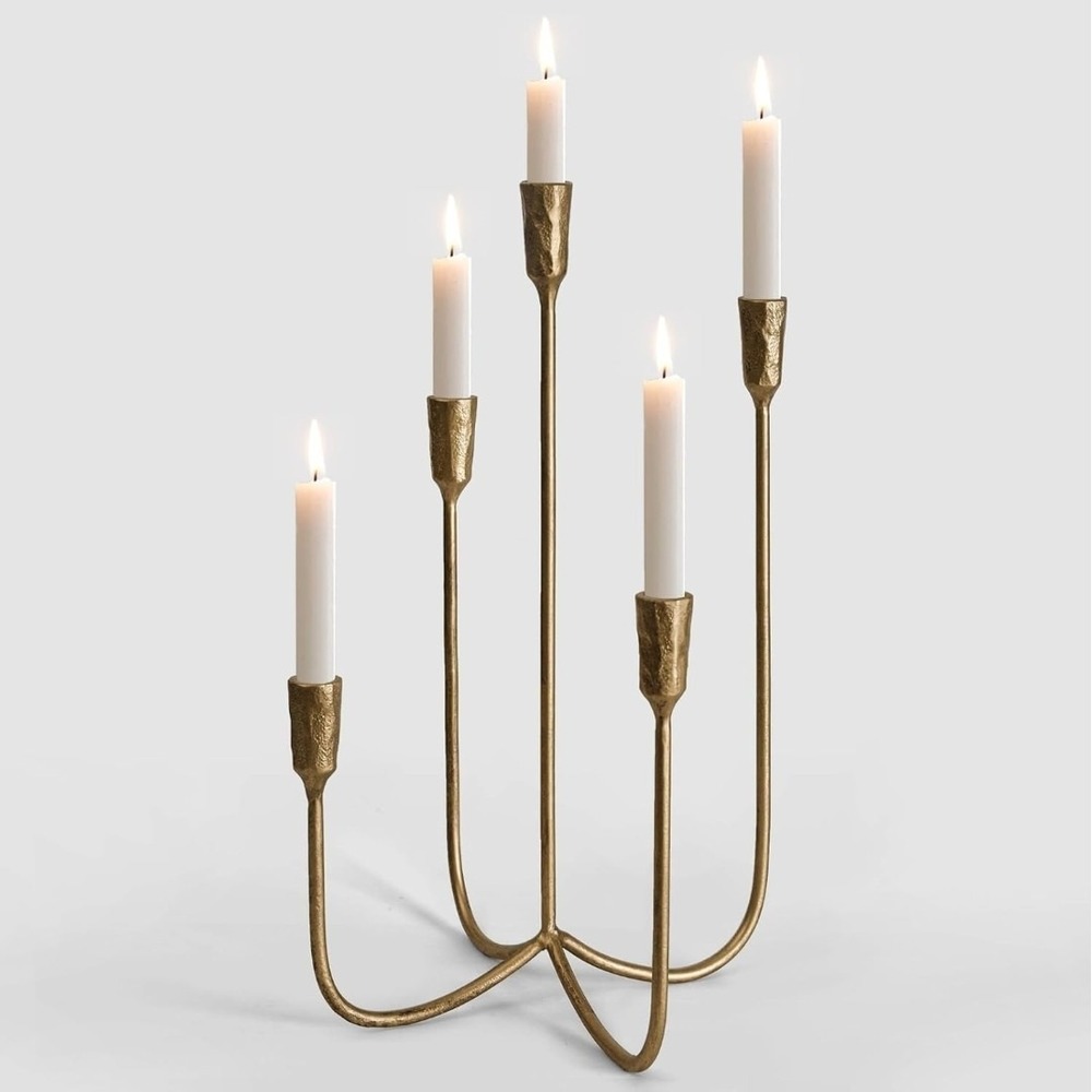 5-Candle Cast Iron Metal Candlestick Holders 17 Inch Tall Candelabra